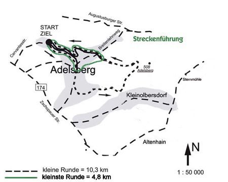 Streckenfhrung fr 20 Km, 10 Km und 5 Km Lauf